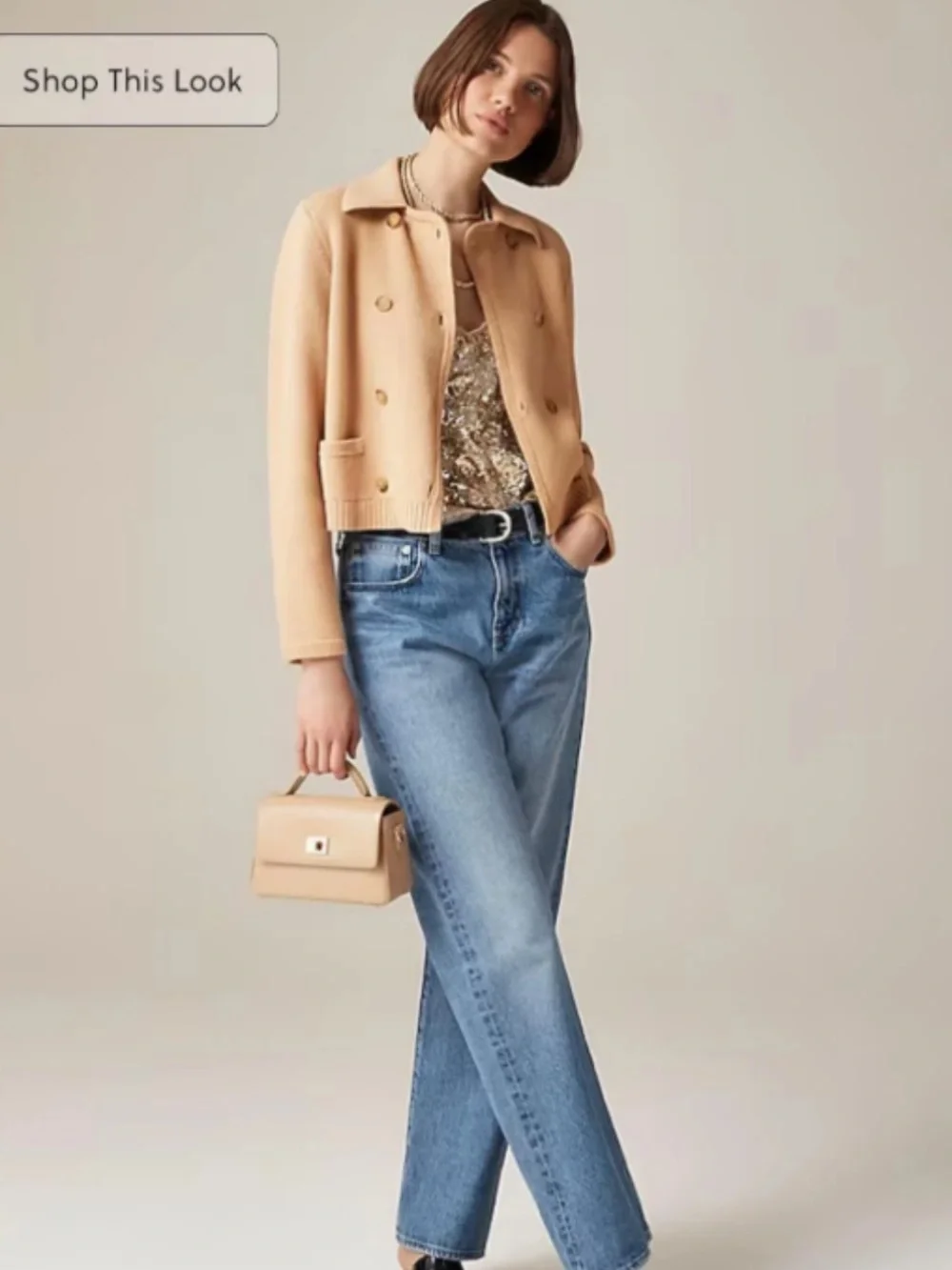 J. Crew NWT Marielle Crop Cardigan Jacket Size Medium Knit Cotton In Camel Tan